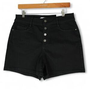 Nine West Shorts Womens 10 Black High Rise Button Fly Stretch Denim Jean New